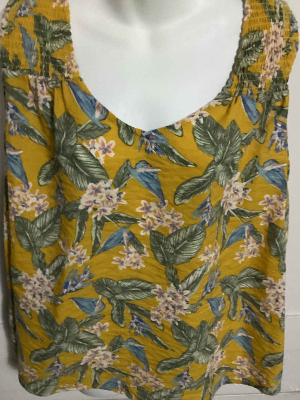 Falls Creek Mustard Floral Scoop Neck Camisole size 2X